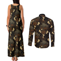 Javanese Batik Semen Couples Matching Tank Maxi Dress and Long Sleeve Button Shirt Indonesian Traditional Pattern