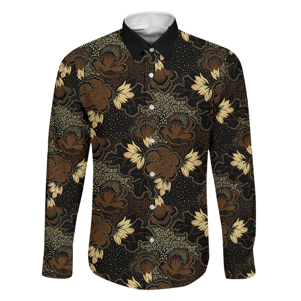 Javanese Batik Semen Family Matching Long Sleeve Bodycon Dress and Hawaiian Shirt Indonesian Traditional Pattern