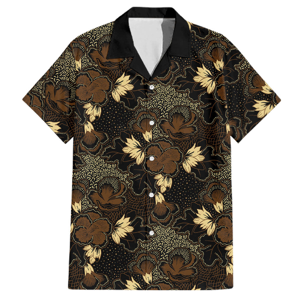 Javanese Batik Semen Family Matching Off Shoulder Maxi Dress and Hawaiian Shirt Indonesian Traditional Pattern