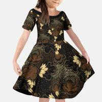 Javanese Batik Semen Family Matching Short Sleeve Bodycon Dress and Hawaiian Shirt Indonesian Traditional Pattern