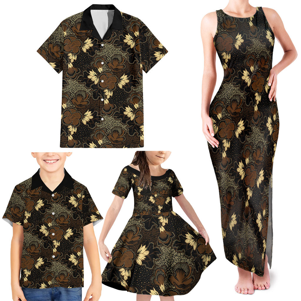 Javanese Batik Semen Family Matching Tank Maxi Dress and Hawaiian Shirt Indonesian Traditional Pattern