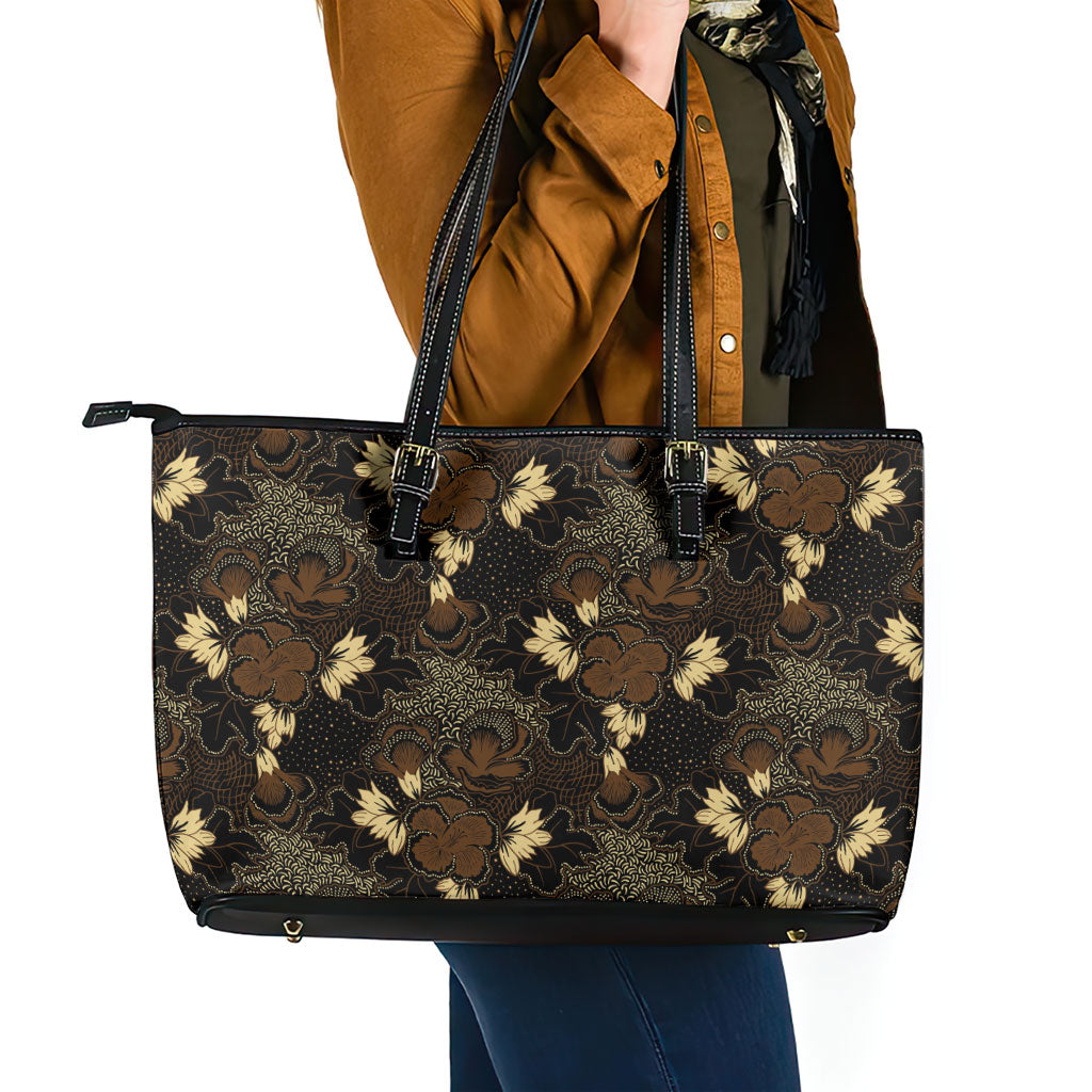 Javanese Batik Semen Leather Tote Bag Indonesian Traditional Pattern LT01 - Polynesian Pride