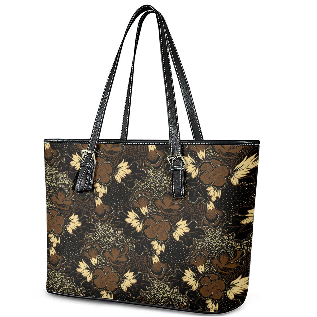 Javanese Batik Semen Leather Tote Bag Indonesian Traditional Pattern LT01 - Polynesian Pride