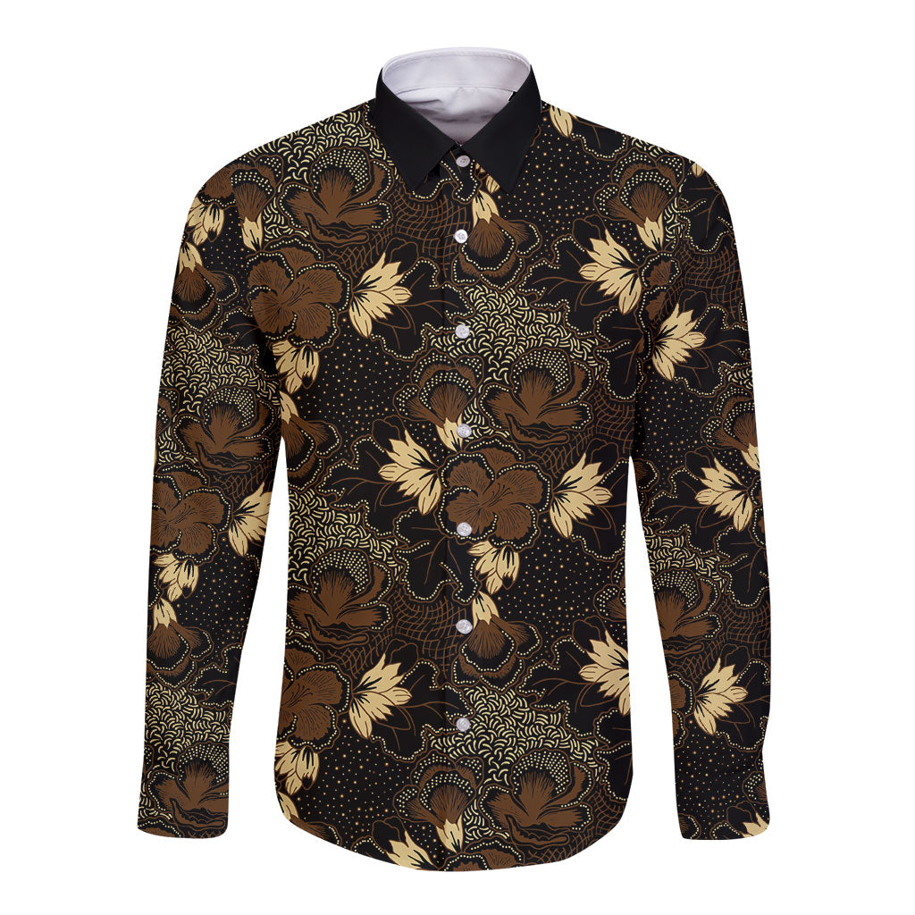 Javanese Batik Semen Long Sleeve Button Shirt Indonesian Traditional Pattern