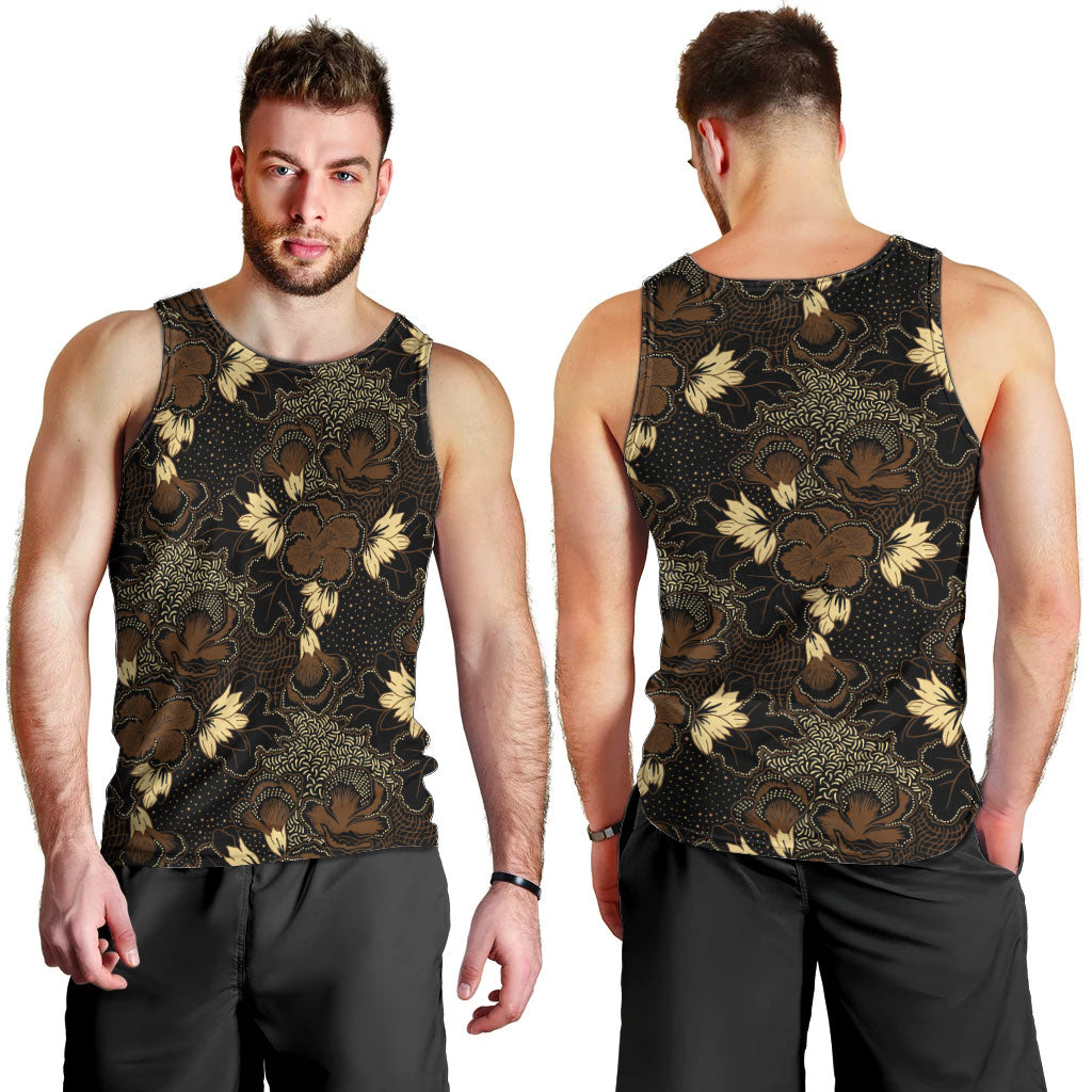 Javanese Batik Semen Men Tank Top Indonesian Traditional Pattern