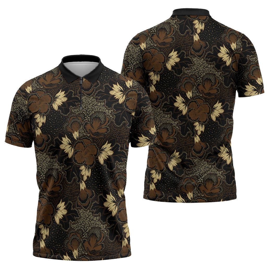 Javanese Batik Semen Zipper Polo Shirt Indonesian Traditional Pattern