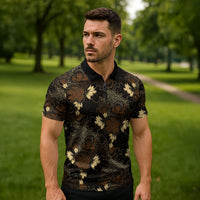 Javanese Batik Semen Zipper Polo Shirt Indonesian Traditional Pattern
