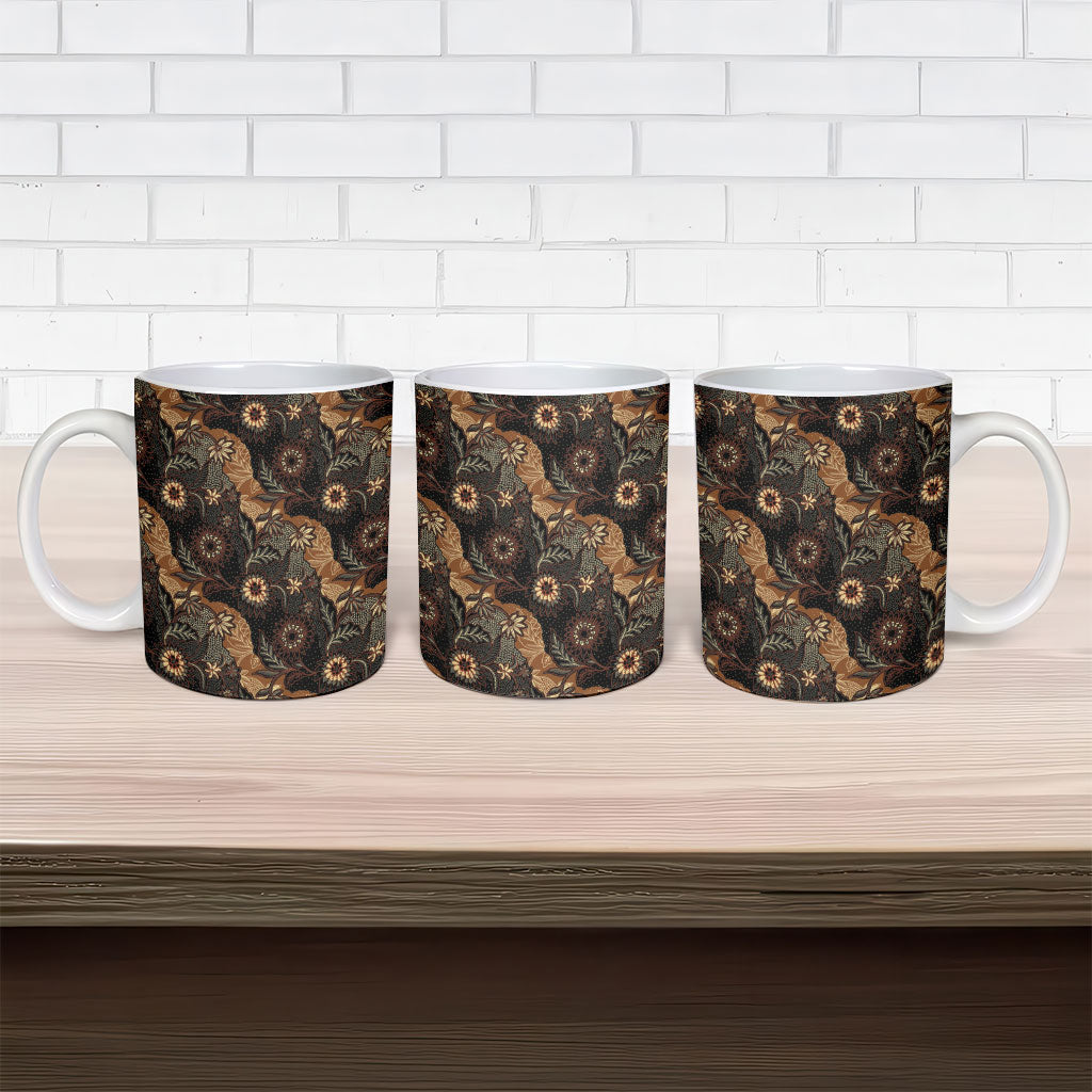 Batik Pedalaman Semen Lereng Style Ceramic Mug Indonesian Traditional Pattern