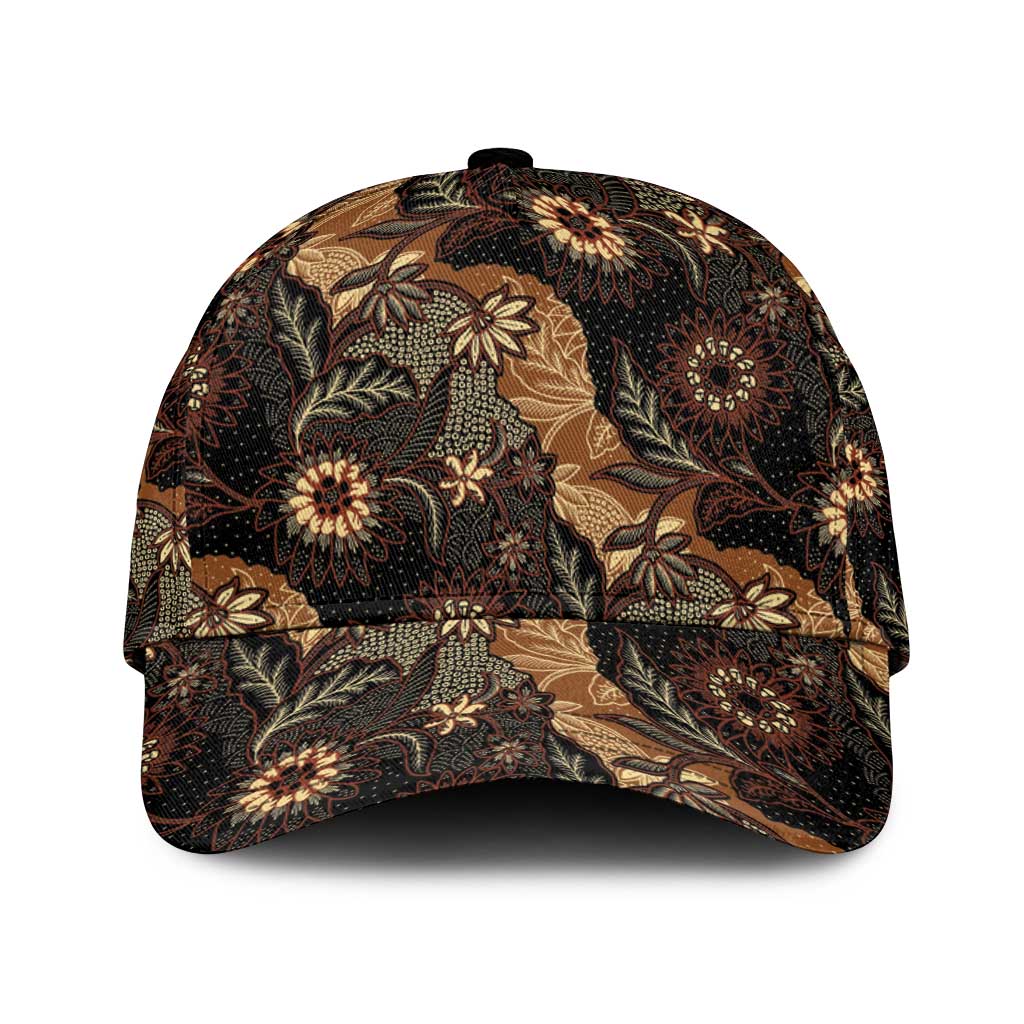 Batik Pedalaman Semen Lereng Style Classic Cap Indonesian Traditional Pattern LT01 Universal Fit Black - Polynesian Pride