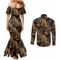 Batik Pedalaman Semen Lereng Style Couples Matching Mermaid Dress and Long Sleeve Button Shirt Indonesian Traditional Pattern