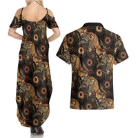 Batik Pedalaman Semen Lereng Style Couples Matching Summer Maxi Dress and Hawaiian Shirt Indonesian Traditional Pattern
