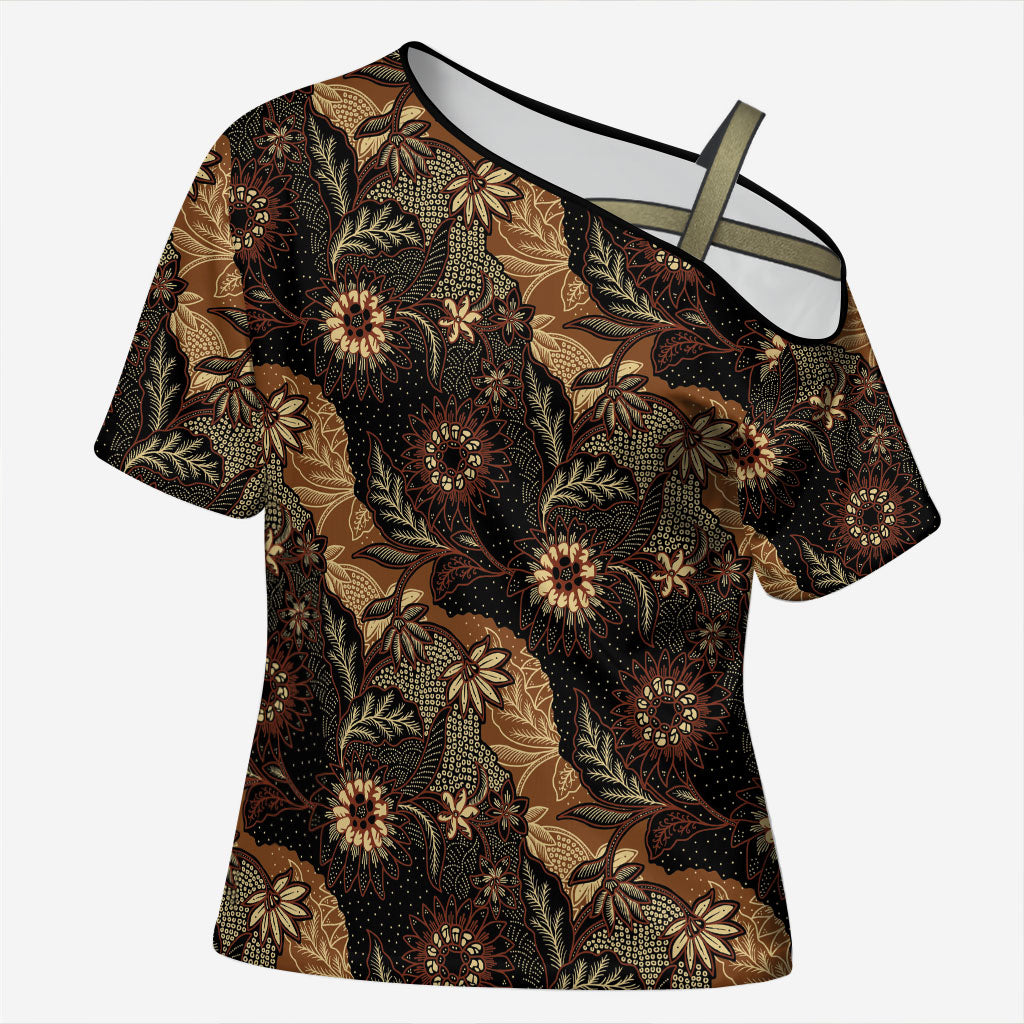 Batik Pedalaman Semen Lereng Style Cross Shoulder Shirt Indonesian Traditional Pattern