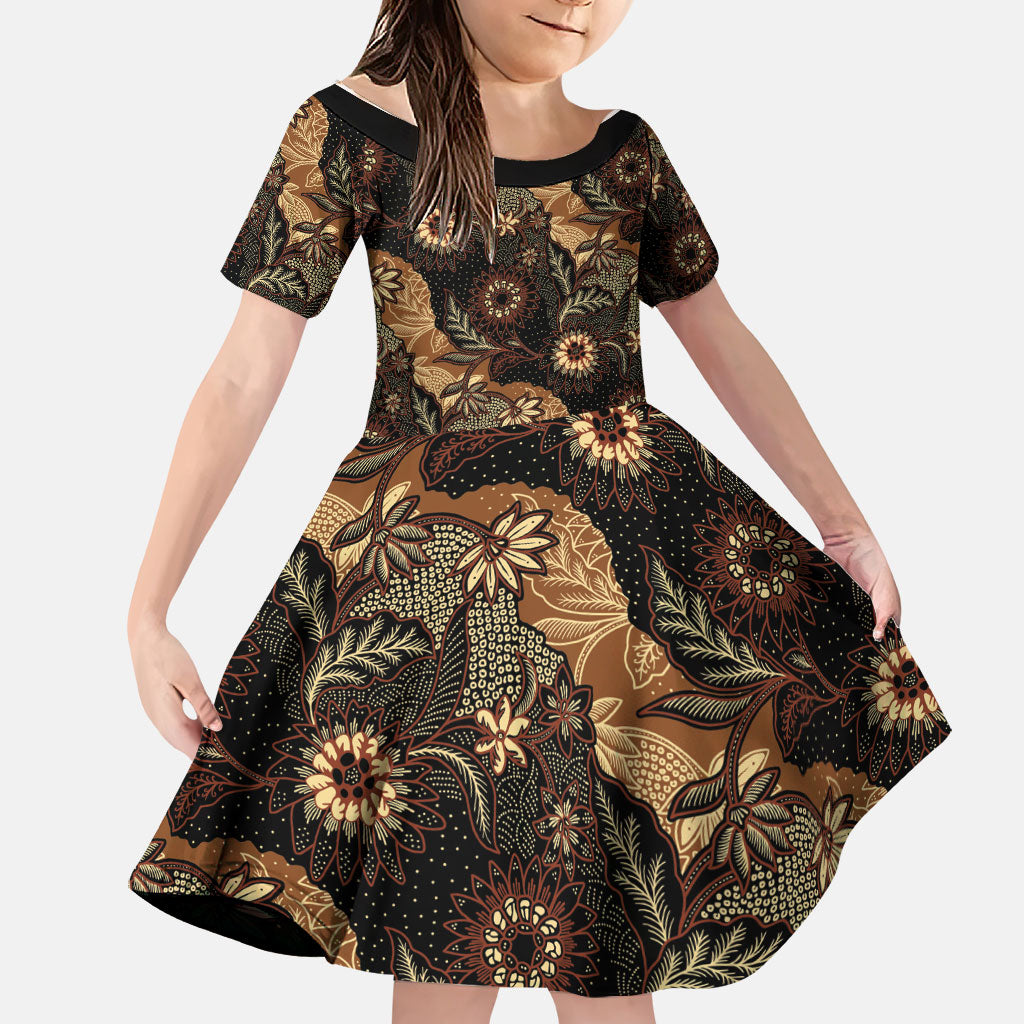 Batik Pedalaman Semen Lereng Style Family Matching Mermaid Dress and Hawaiian Shirt Indonesian Traditional Pattern