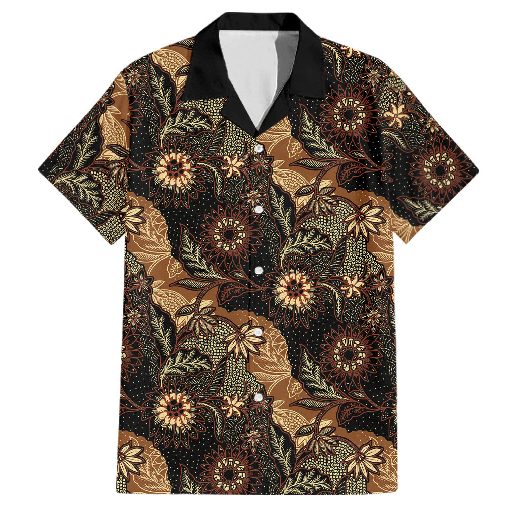 Batik Pedalaman Semen Lereng Style Family Matching Off The Shoulder Long Sleeve Dress and Hawaiian Shirt Indonesian Traditional Pattern