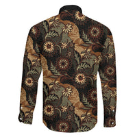 Batik Pedalaman Semen Lereng Style Family Matching Off The Shoulder Long Sleeve Dress and Hawaiian Shirt Indonesian Traditional Pattern