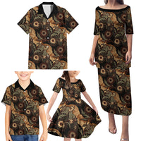Batik Pedalaman Semen Lereng Style Family Matching Puletasi and Hawaiian Shirt Indonesian Traditional Pattern