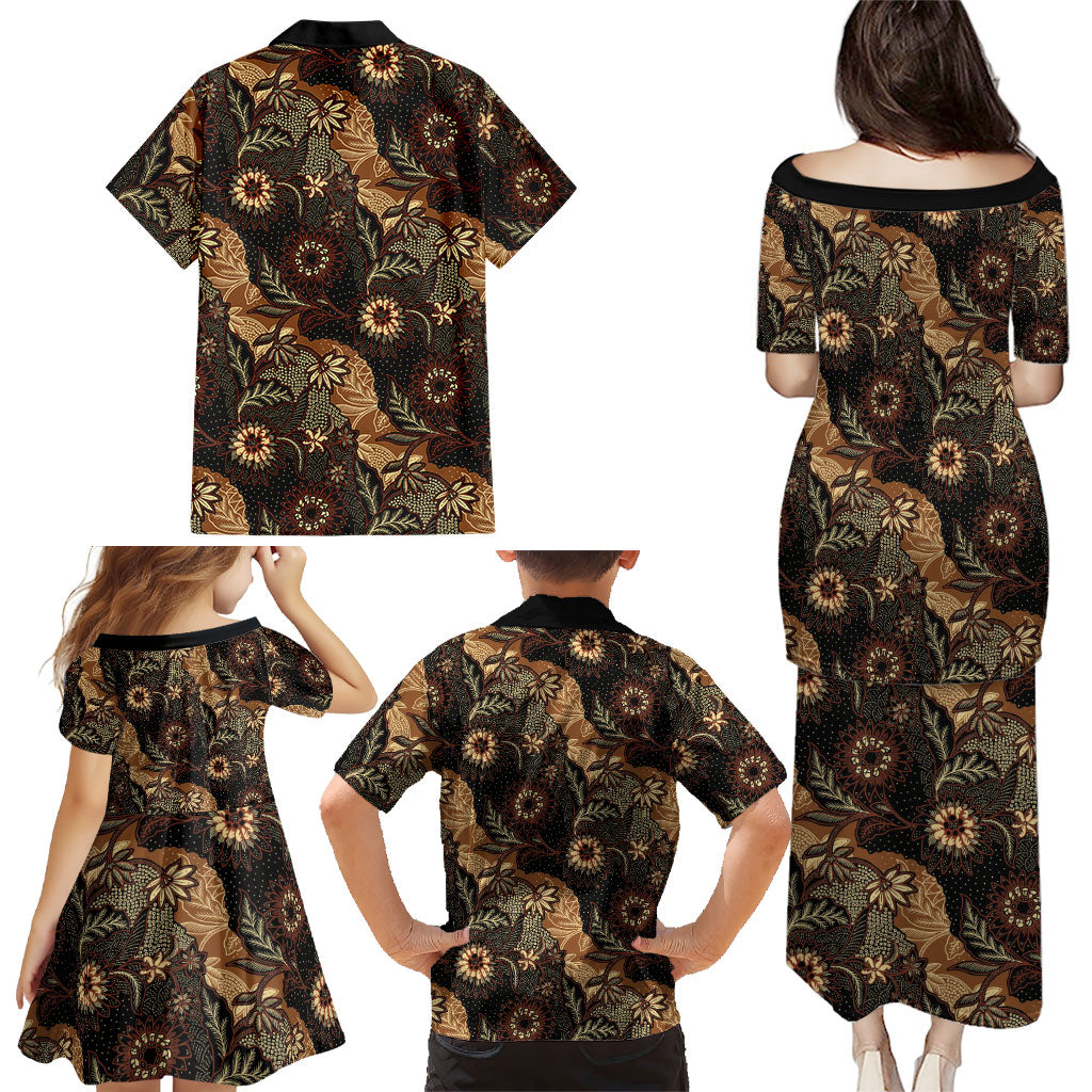 Batik Pedalaman Semen Lereng Style Family Matching Puletasi and Hawaiian Shirt Indonesian Traditional Pattern