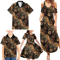 Batik Pedalaman Semen Lereng Style Family Matching Summer Maxi Dress and Hawaiian Shirt Indonesian Traditional Pattern