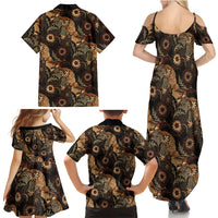 Batik Pedalaman Semen Lereng Style Family Matching Summer Maxi Dress and Hawaiian Shirt Indonesian Traditional Pattern