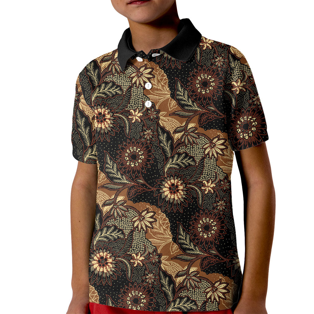 Batik Pedalaman Semen Lereng Style Kid Polo Shirt Indonesian Traditional Pattern