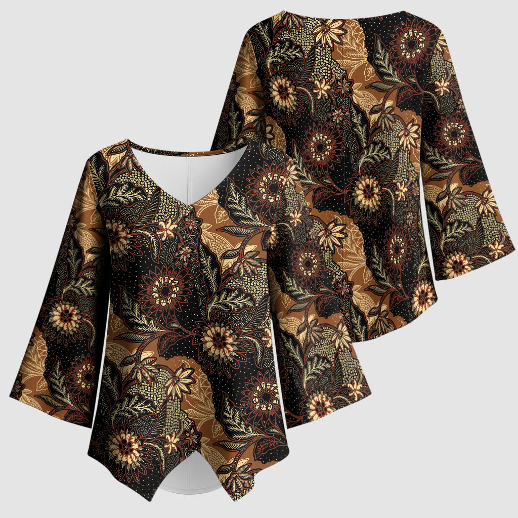 Batik Pedalaman Semen Lereng Style Kimono Sleeve Blouse Indonesian Traditional Pattern