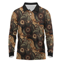 Batik Pedalaman Semen Lereng Style Long Sleeve Polo Shirt Indonesian Traditional Pattern