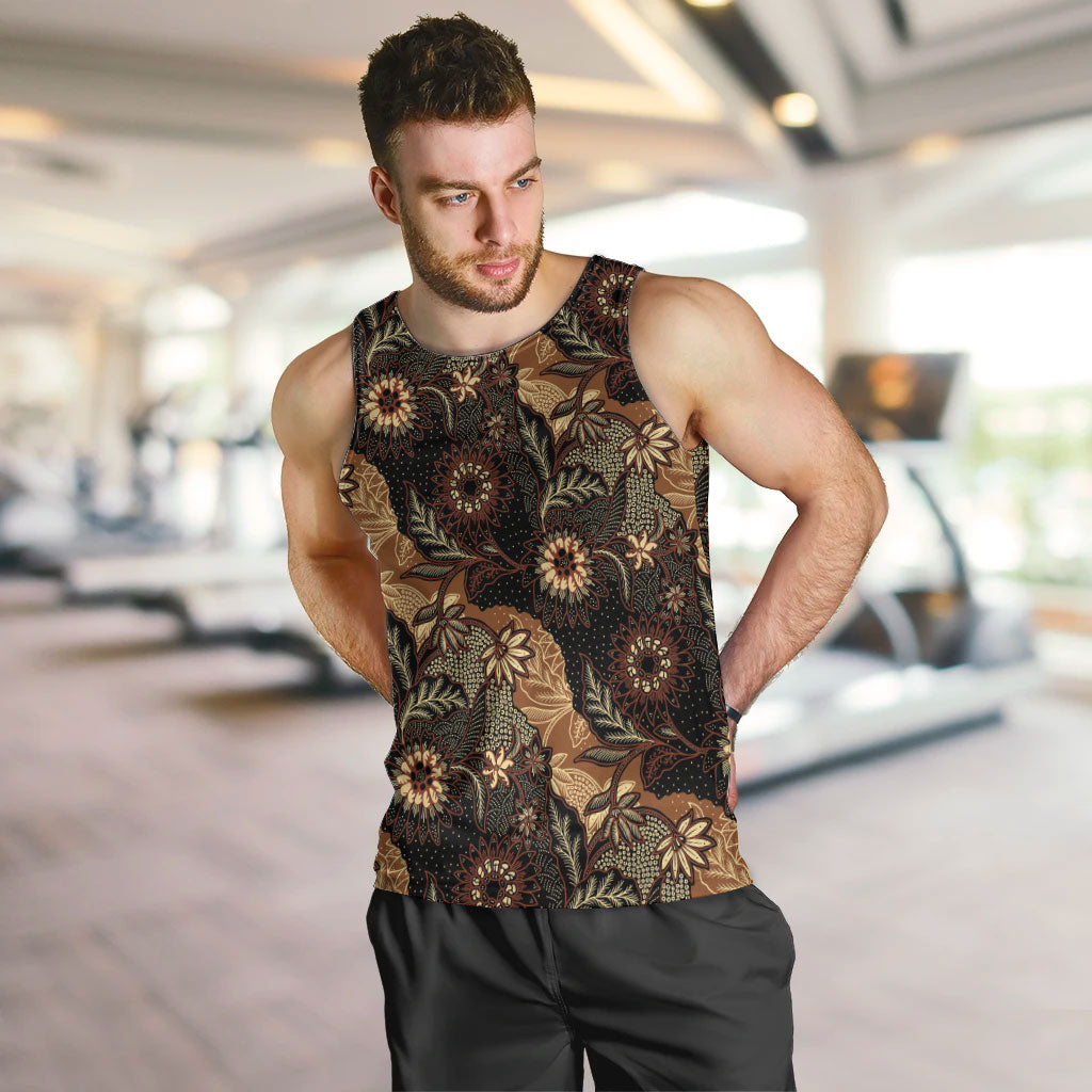 Batik Pedalaman Semen Lereng Style Men Tank Top Indonesian Traditional Pattern
