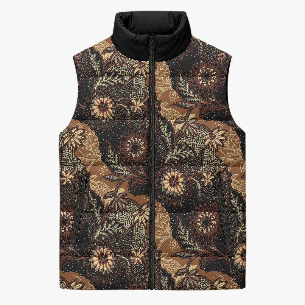 Batik Pedalaman Semen Lereng Style Sleeveless Puffer Jacket Indonesian Traditional Pattern