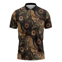 Batik Pedalaman Semen Lereng Style Zipper Polo Shirt Indonesian Traditional Pattern