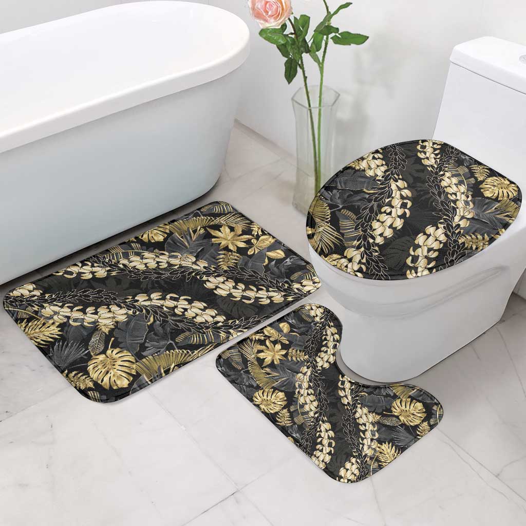 Gold Tropical Leaves Hawaii Mikioi Lei Bathroom Set Luxury Stylized LT01 - Polynesian Pride