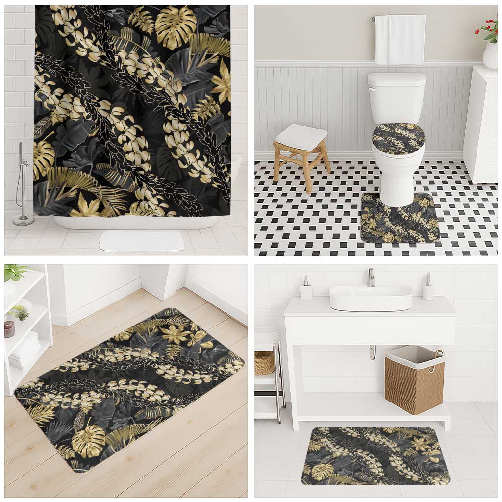 Gold Tropical Leaves Hawaii Mikioi Lei Bathroom Set Luxury Stylized LT01 - Polynesian Pride
