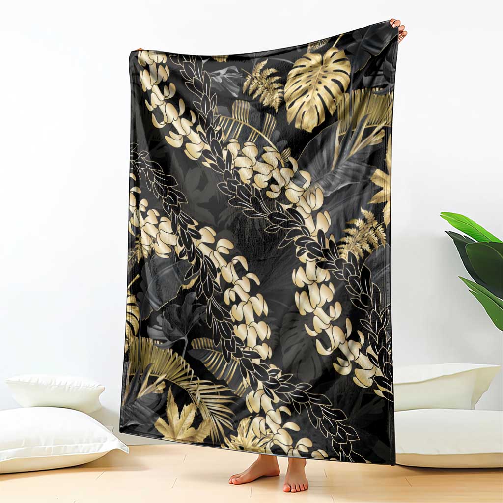 Gold Tropical Leaves Hawaii Mikioi Lei Blanket Luxury Stylized - Polynesian Pride