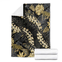 Gold Tropical Leaves Hawaii Mikioi Lei Blanket Luxury Stylized - Polynesian Pride