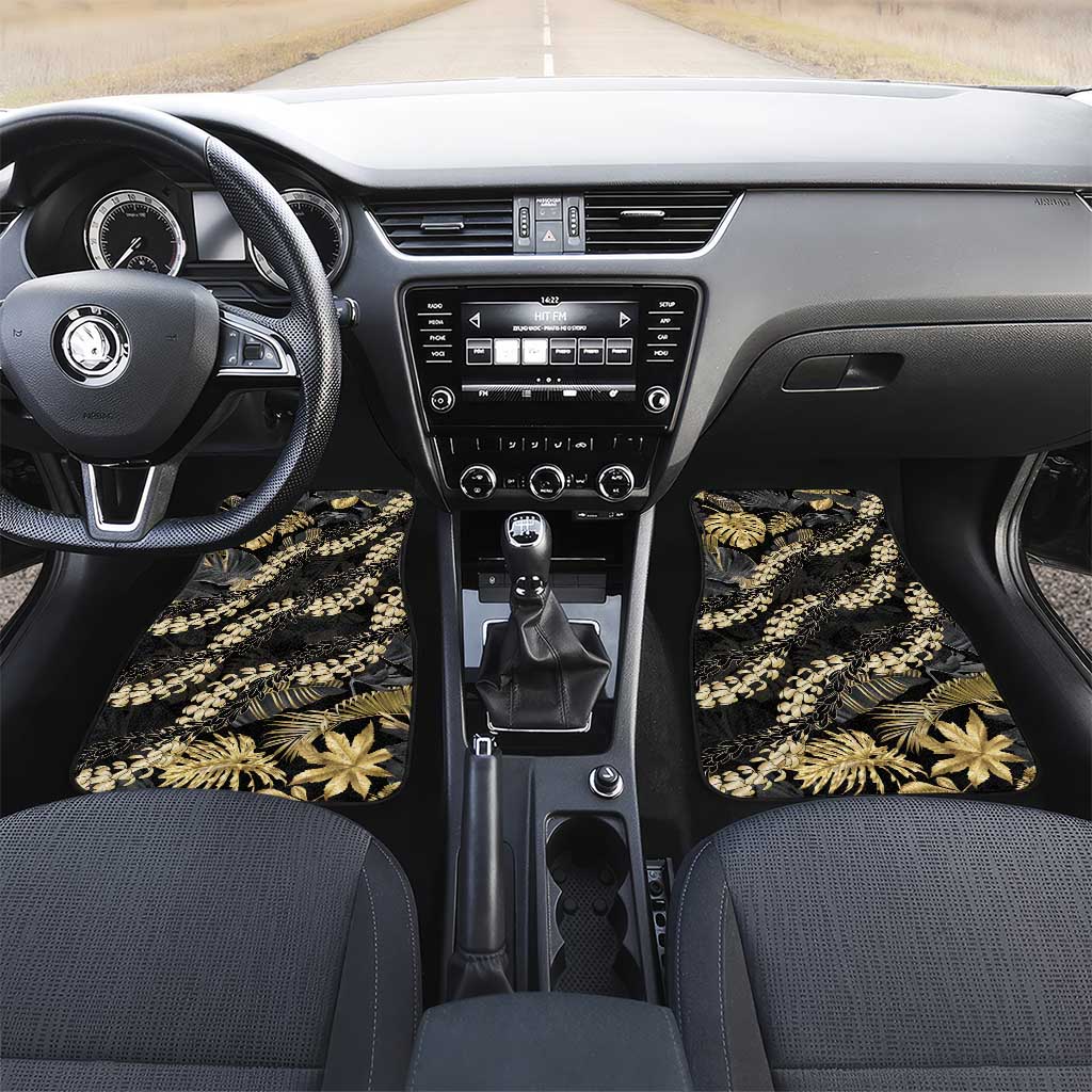 Gold Tropical Leaves Hawaii Mikioi Lei Car Mats Luxury Stylized - Polynesian Pride