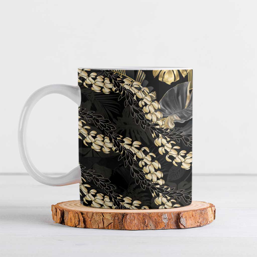 Gold Tropical Leaves Hawaii Mikioi Lei Ceramic Mug Luxury Stylized LT01 Gold - Polynesian Pride