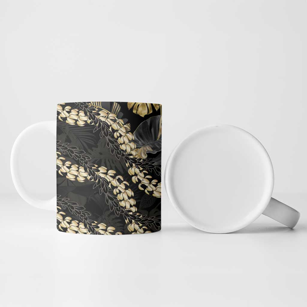 Gold Tropical Leaves Hawaii Mikioi Lei Ceramic Mug Luxury Stylized LT01 - Polynesian Pride