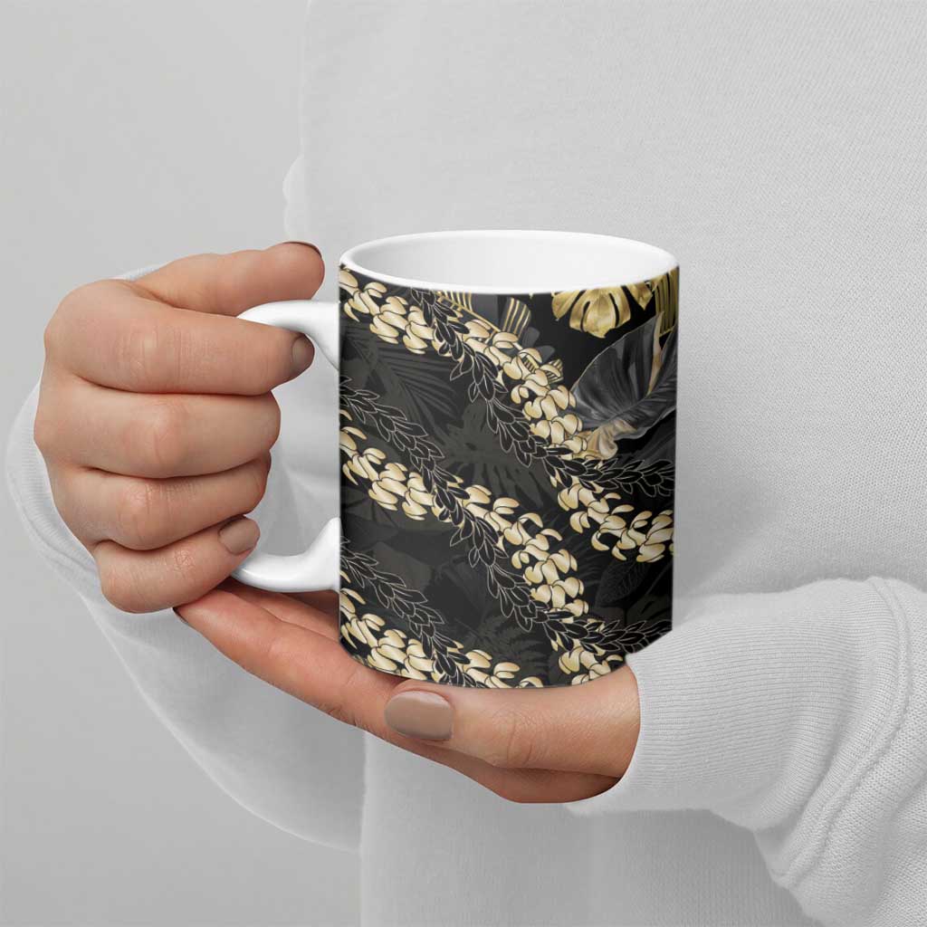 Gold Tropical Leaves Hawaii Mikioi Lei Ceramic Mug Luxury Stylized LT01 - Polynesian Pride