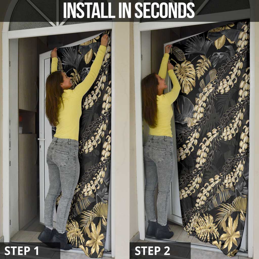 Gold Tropical Leaves Hawaii Mikioi Lei Door Cover Luxury Stylized - Polynesian Pride
