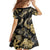 Gold Tropical Leaves Hawaii Mikioi Lei Family Matching Summer Maxi Dress and Hawaiian Shirt Luxury Stylized - Polynesian Pride