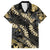 Gold Tropical Leaves Hawaii Mikioi Lei Family Matching Summer Maxi Dress and Hawaiian Shirt Luxury Stylized - Polynesian Pride