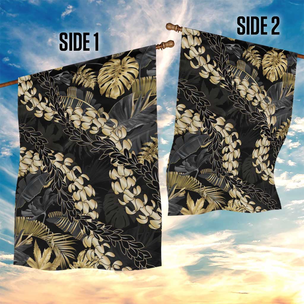 Gold Tropical Leaves Hawaii Mikioi Lei Garden Flag Luxury Stylized - Polynesian Pride