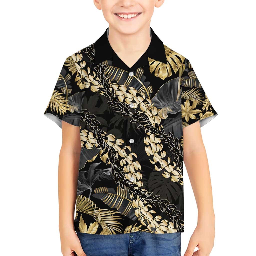 Gold Tropical Leaves Hawaii Mikioi Lei Hawaiian Shirt Luxury Stylized - Polynesian Pride