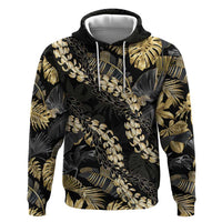Gold Tropical Leaves Hawaii Mikioi Lei Hoodie Luxury Stylized - Polynesian Pride