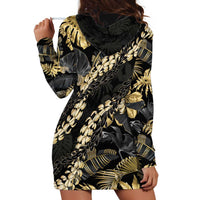 Gold Tropical Leaves Hawaii Mikioi Lei Hoodie Dress Luxury Stylized - Polynesian Pride