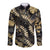 Gold Tropical Leaves Hawaii Mikioi Lei Long Sleeve Button Shirt Luxury Stylized - Polynesian Pride