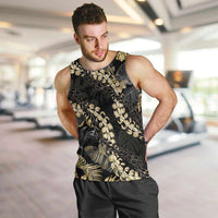 Gold Tropical Leaves Hawaii Mikioi Lei Men Tank Top Luxury Stylized - Polynesian Pride