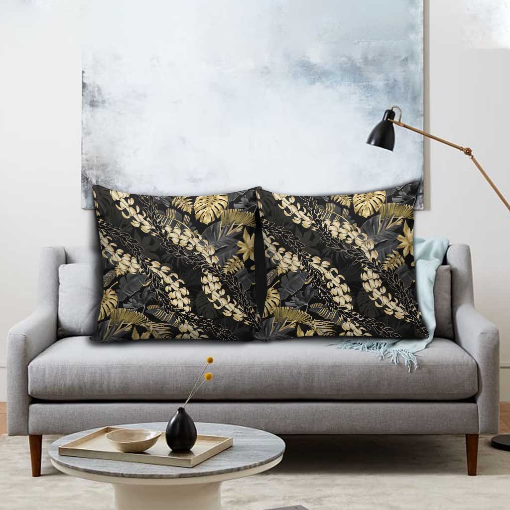 Gold Tropical Leaves Hawaii Mikioi Lei Pillow Cover Luxury Stylized LT01 - Polynesian Pride