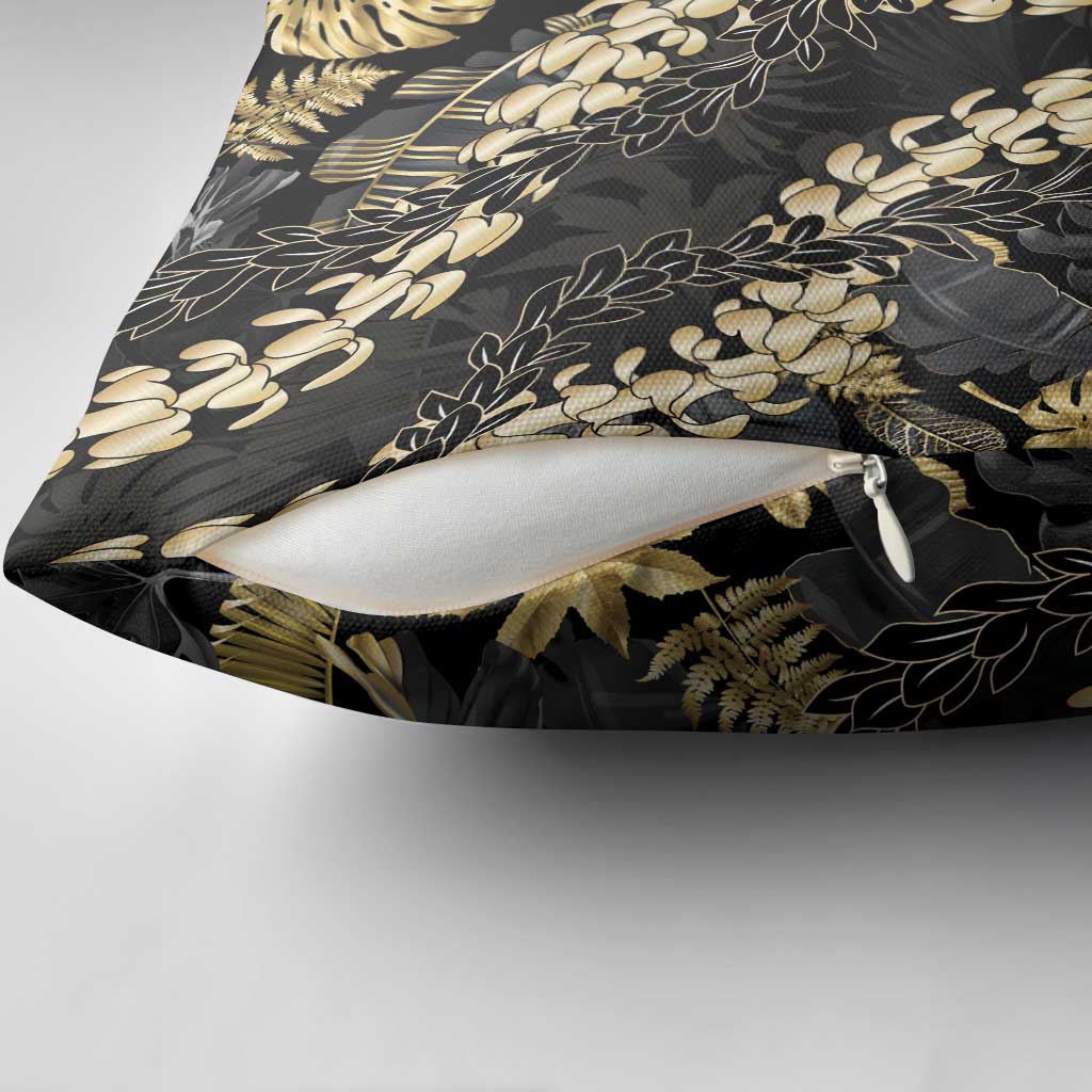 Gold Tropical Leaves Hawaii Mikioi Lei Pillow Cover Luxury Stylized LT01 - Polynesian Pride