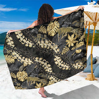 Gold Tropical Leaves Hawaii Mikioi Lei Sarong Luxury Stylized - Polynesian Pride
