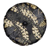 Gold Tropical Leaves Hawaii Mikioi Lei Spare Tire Cover Luxury Stylized - Polynesian Pride